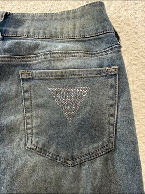 Y2K Bedazzled Guess Mid Rise Blue Skinny Jeans (26)
